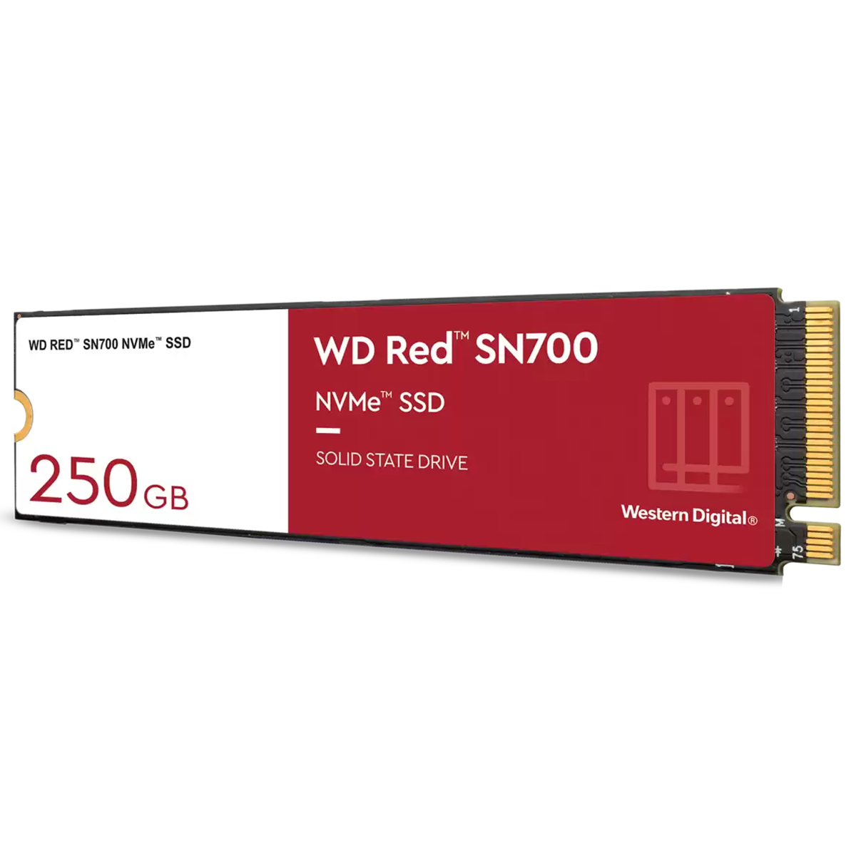SSD WD Red SN700 NVMe M.2, 250GB, PCIe Gen3 x4, NVMe, Leitura 3100MBs e Gravação 1600MBs, WDS250G1R0C