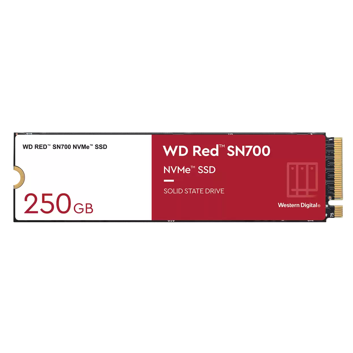 SSD WD Red SN700 NVMe M.2, 250GB, PCIe Gen3 x4, NVMe, Leitura 3100MBs e Gravação 1600MBs, WDS250G1R0C