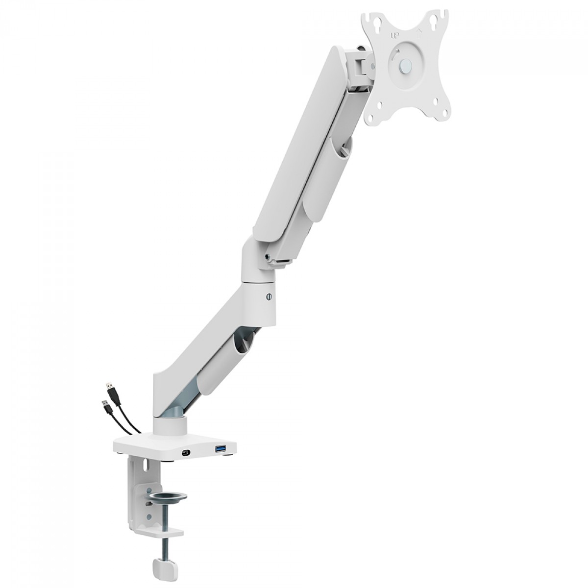 Suporte de Mesa Bluecase Ergo Flexy, Articulado, Com Conectores USB, Para Monitores de 17" a 32", Branco, BSMTS01U-1WBX