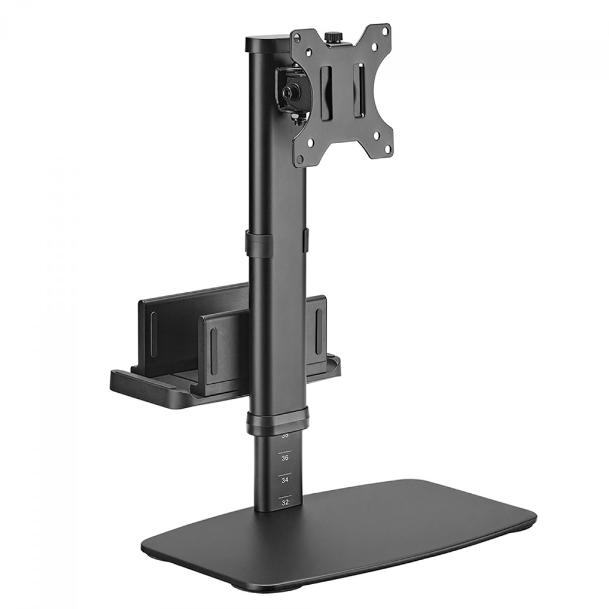 Suporte de Mesa Bluecase, Pedestal Ajustável, Com Suporte Para Mini PC, Compatível com Monitores de 17" a 27", BSFS01-1BBX