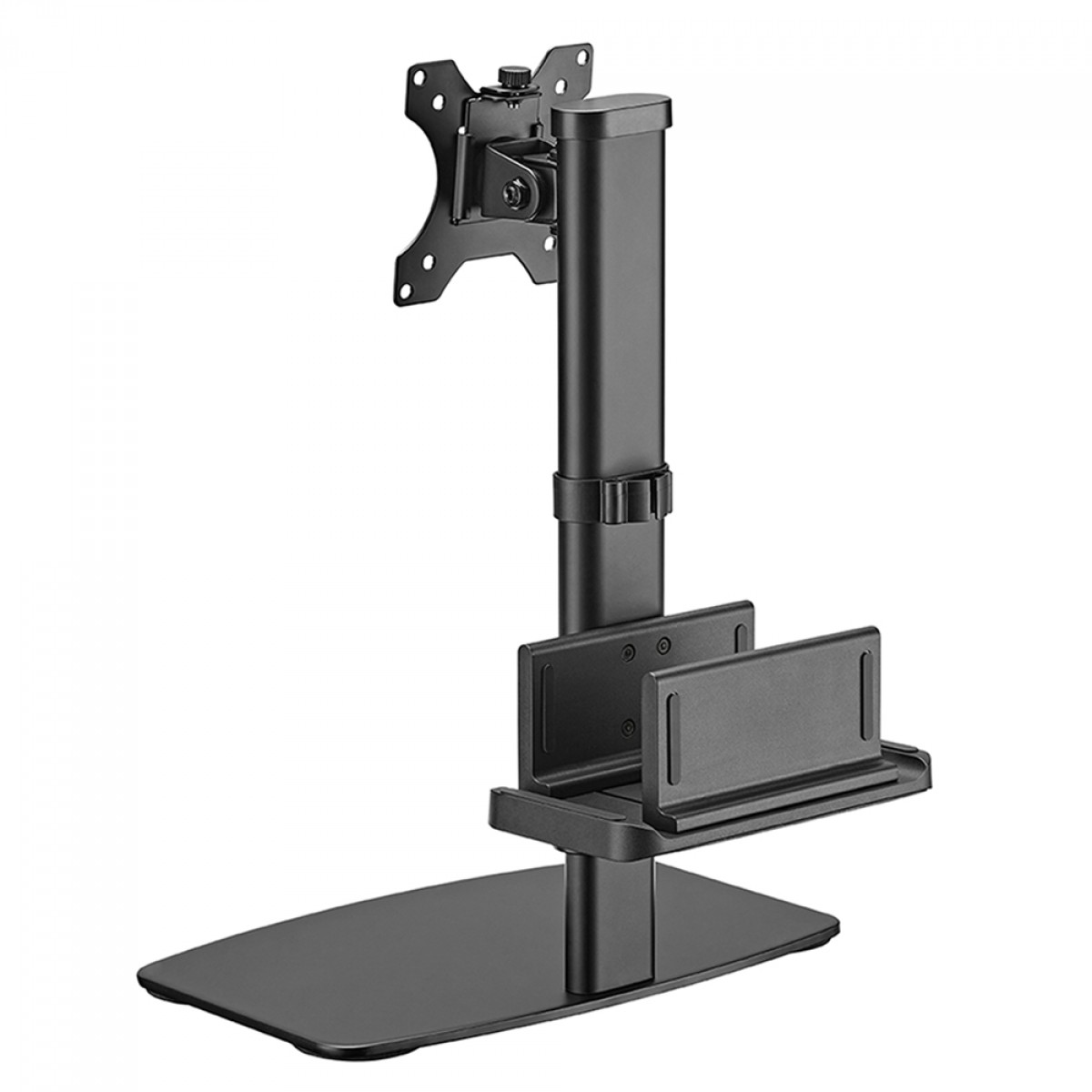 Suporte de Mesa Bluecase, Pedestal Ajustável, Com Suporte Para Mini PC, Compatível com Monitores de 17" a 27", BSFS01-1BBX