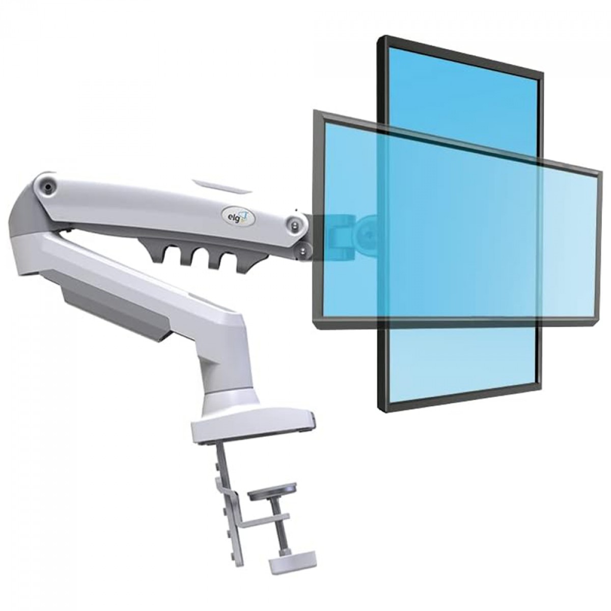 Suporte de Mesa ELG F80W, Articulado, Com Pistão, Para Monitores 17 Até 35 Pol, Branco