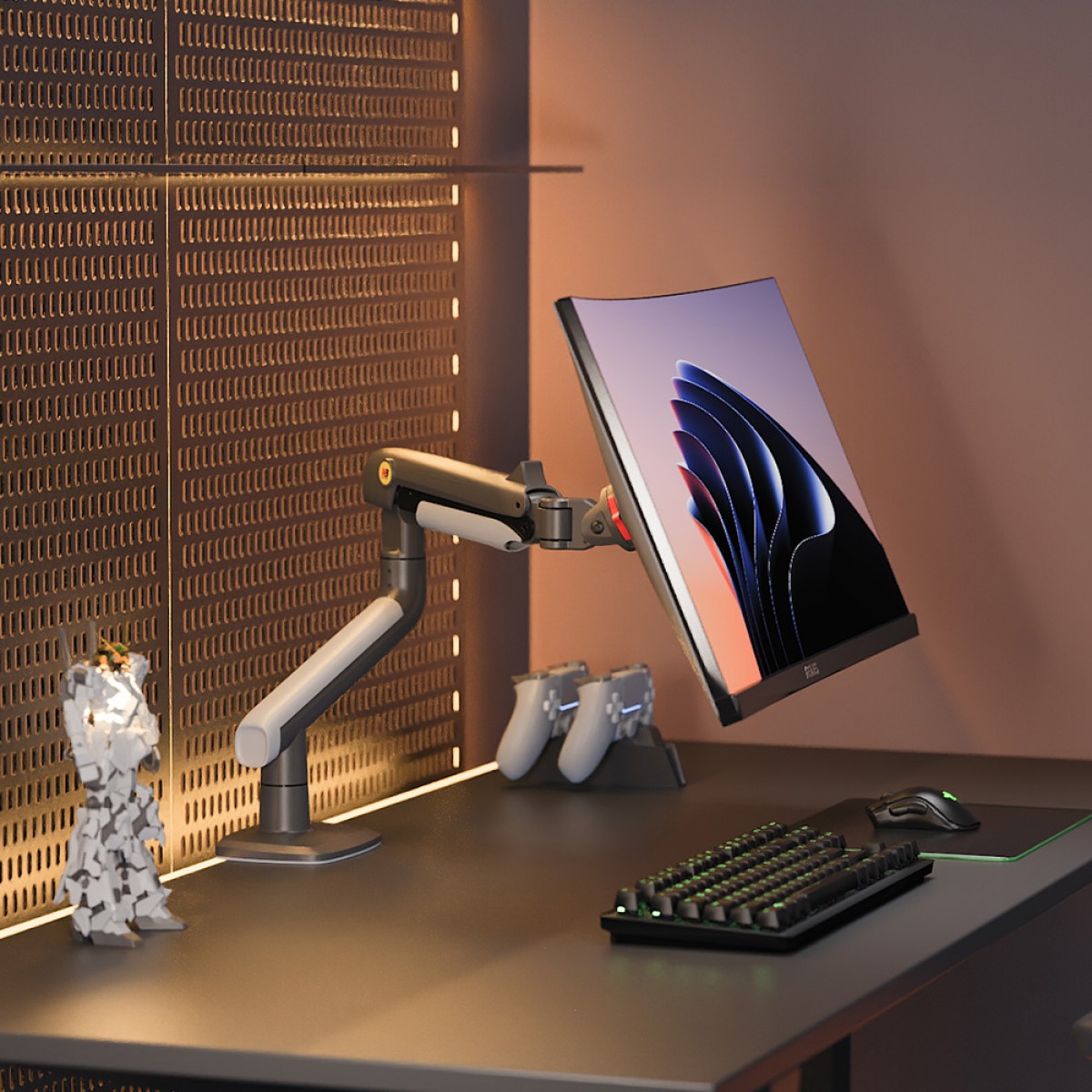 Suporte de Mesa North Bayou A5, Articulado, Para Monitores 27 Até 50 Pol, Preto