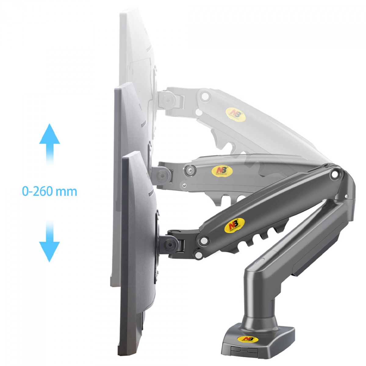 Suporte de Mesa North Bayou F80, Articulado, Com Pistão, Para Monitores 17 Até 30 Pol, Preto