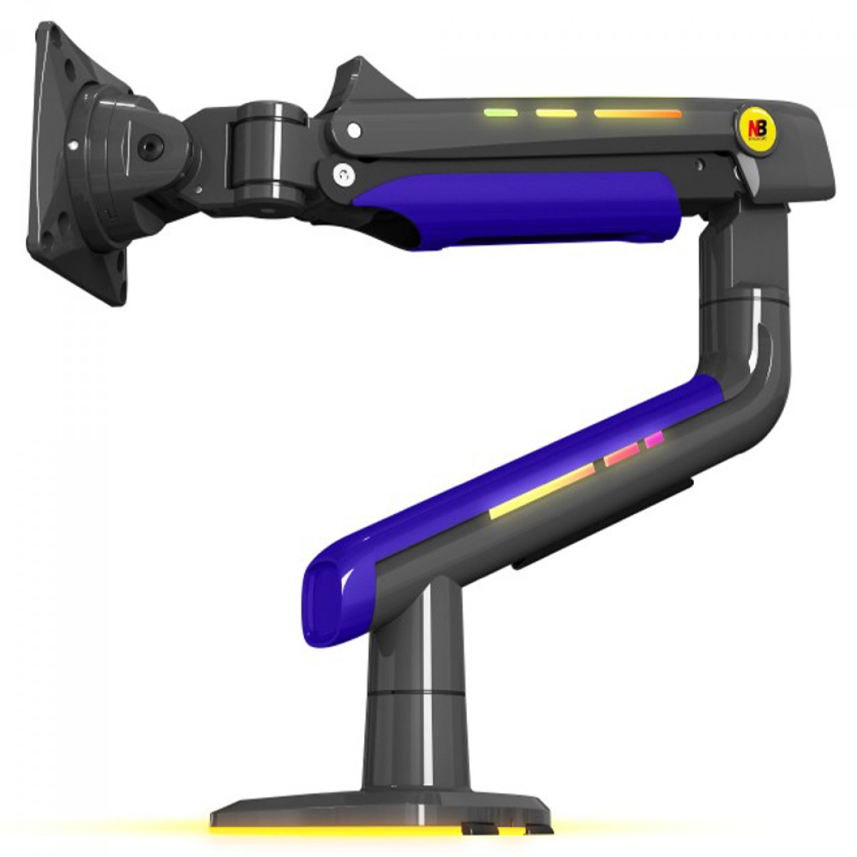 Suporte de Mesa North Bayou G60, RGB, Articulado, Para Monitores 32 Até 60 Pol, Preto e Azul