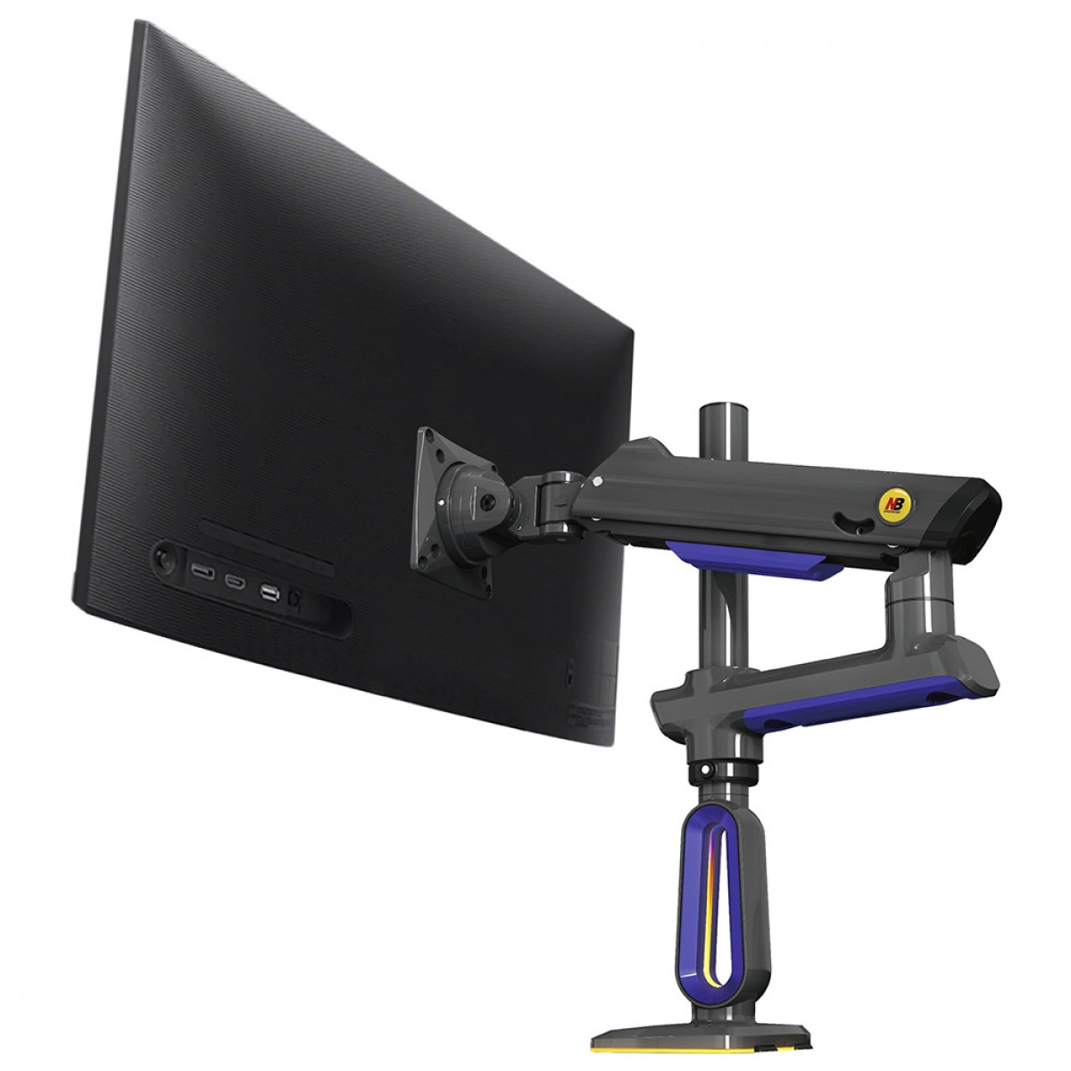 Suporte de Mesa North Bayou G80, RGB, Articulado, Para Monitores 32 Até 60 Pol, Preto e Azul