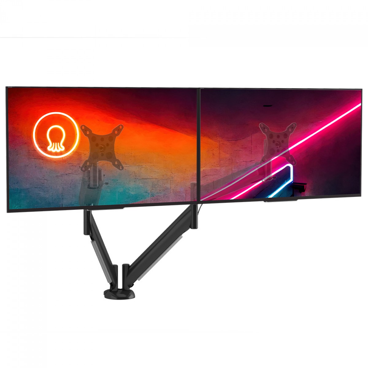 Suporte de Mesa Octoo Clipway M2, Articulado, Para 2 Monitores Até 24 Pol, Preto