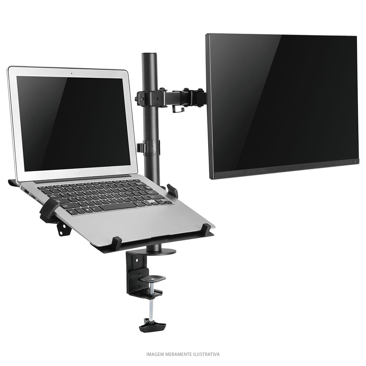 Suporte de Mesa PCyes Para Monitor e Notebook Com Articulação Dupla, PLMSMN1A