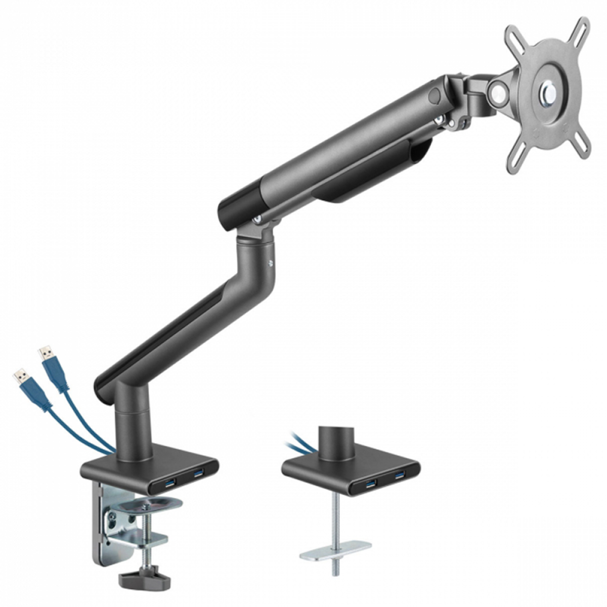 Suporte de Mesa PCYES SM-049C, Para Monitor de 17" A 32", Articulado, Com USB 3.0, Black