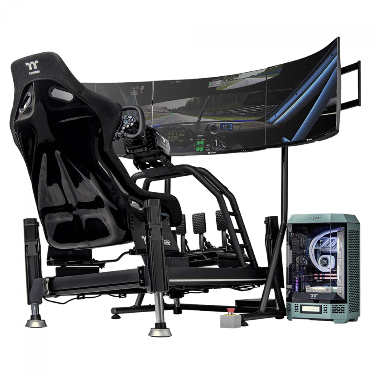 Suporte de Monitor Thermaltake Racing Pro, Compatível Com Cockpit GR500, Para Até 3 Monitores de 32 Pol, Branco, GSC-MSP-MDSLWH-01