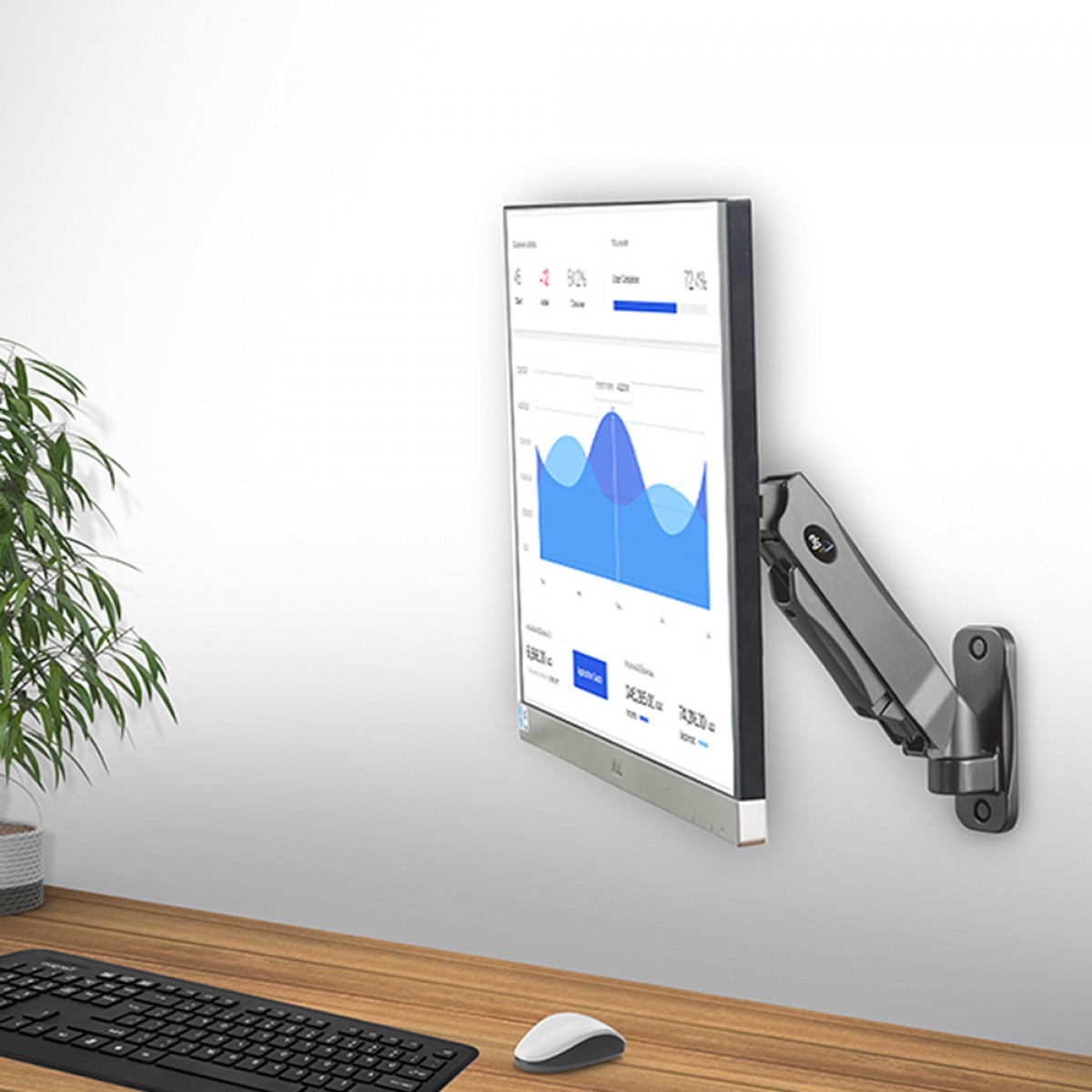 Suporte de Parede ELG, Ergonômico, Multiarticulado, Com Pistão, Para Monitores de 17" a 34", F410