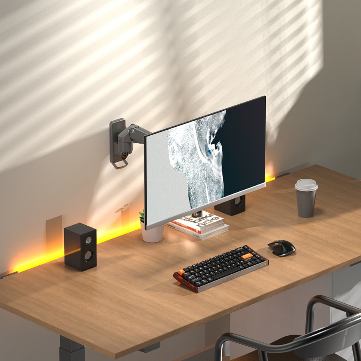 Suporte de Parede North Bayou F150, Articulado, Com Pistão, Para Monitores 17 Até 35 Pol, Preto