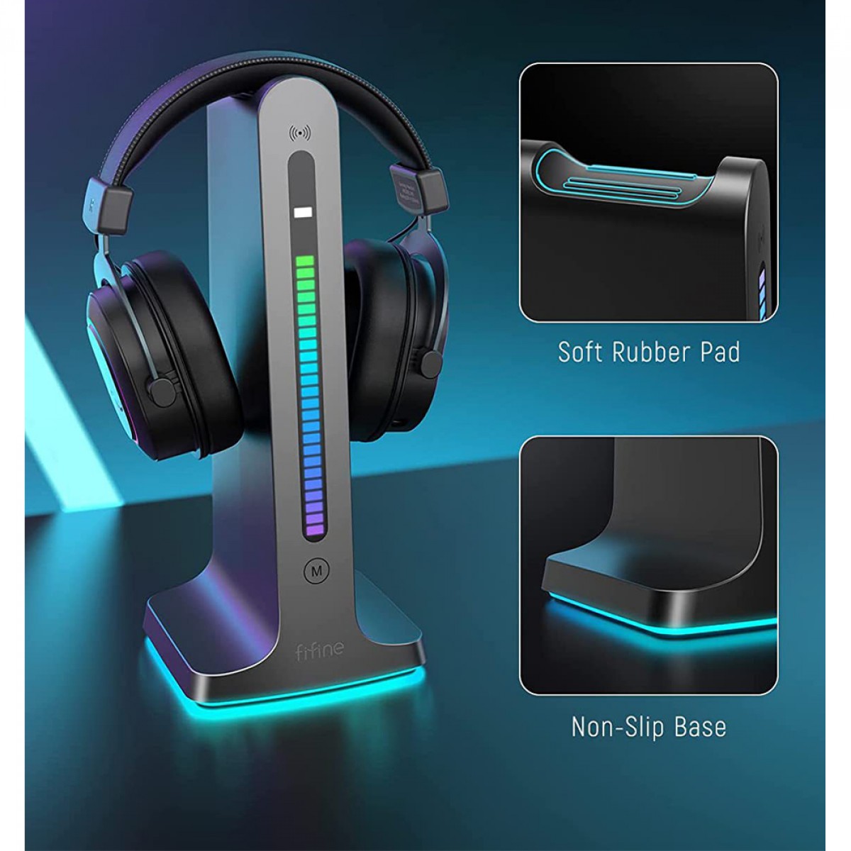 Suporte Para Headset RGB Fifine S3, Sound Light Sync, Black 