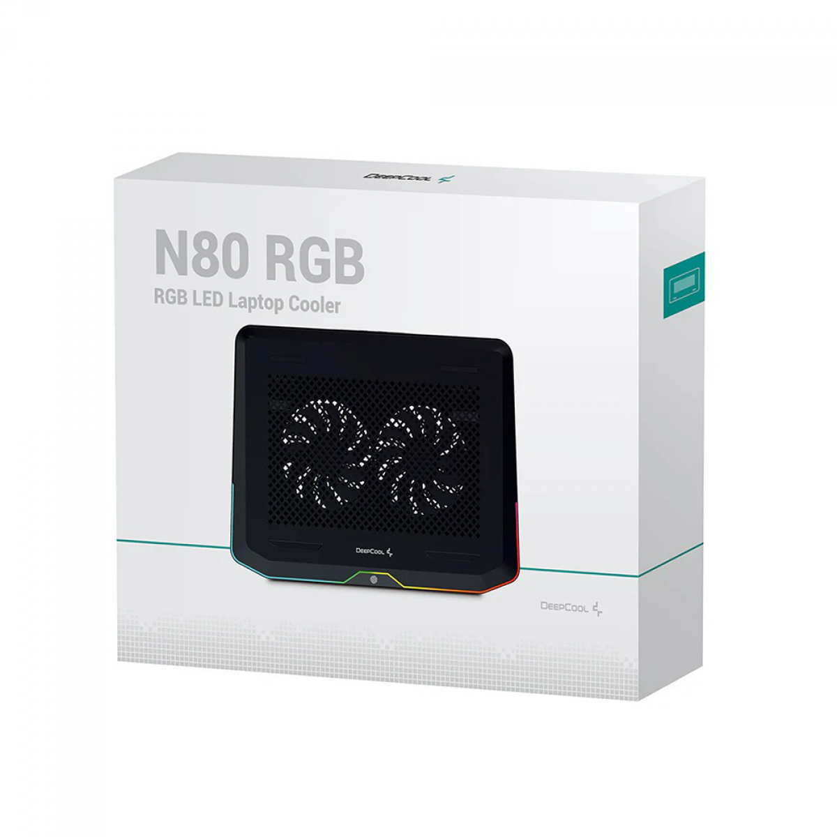 Suporte para Notebook DeepCool N80 RGB, Ajustável, Black, Com 2 Fans, DP-N222-N80RGB