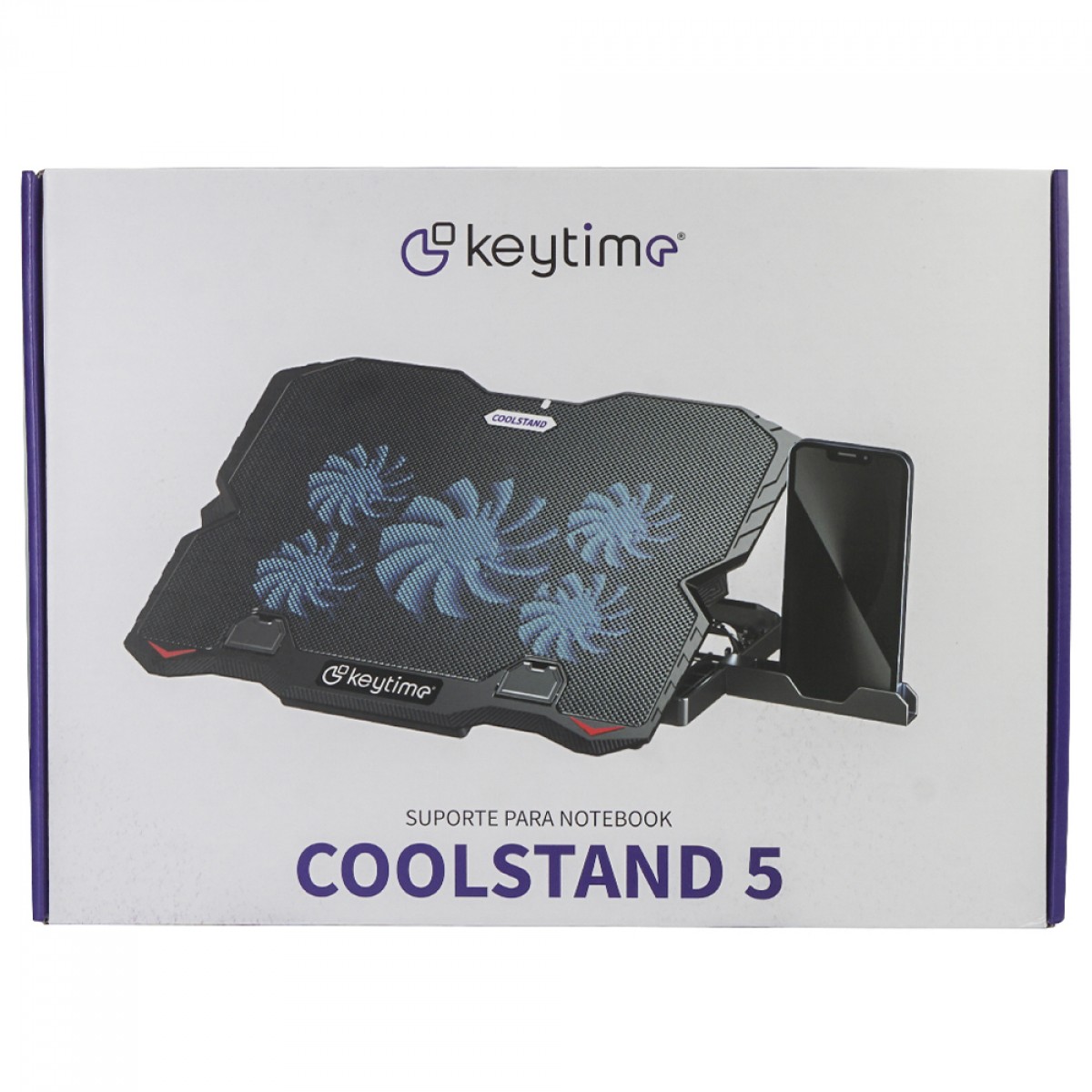 Suporte para Notebook Keytime CoolStand 5, Ajustável, Preto, Com 5 Fans, KYT00021