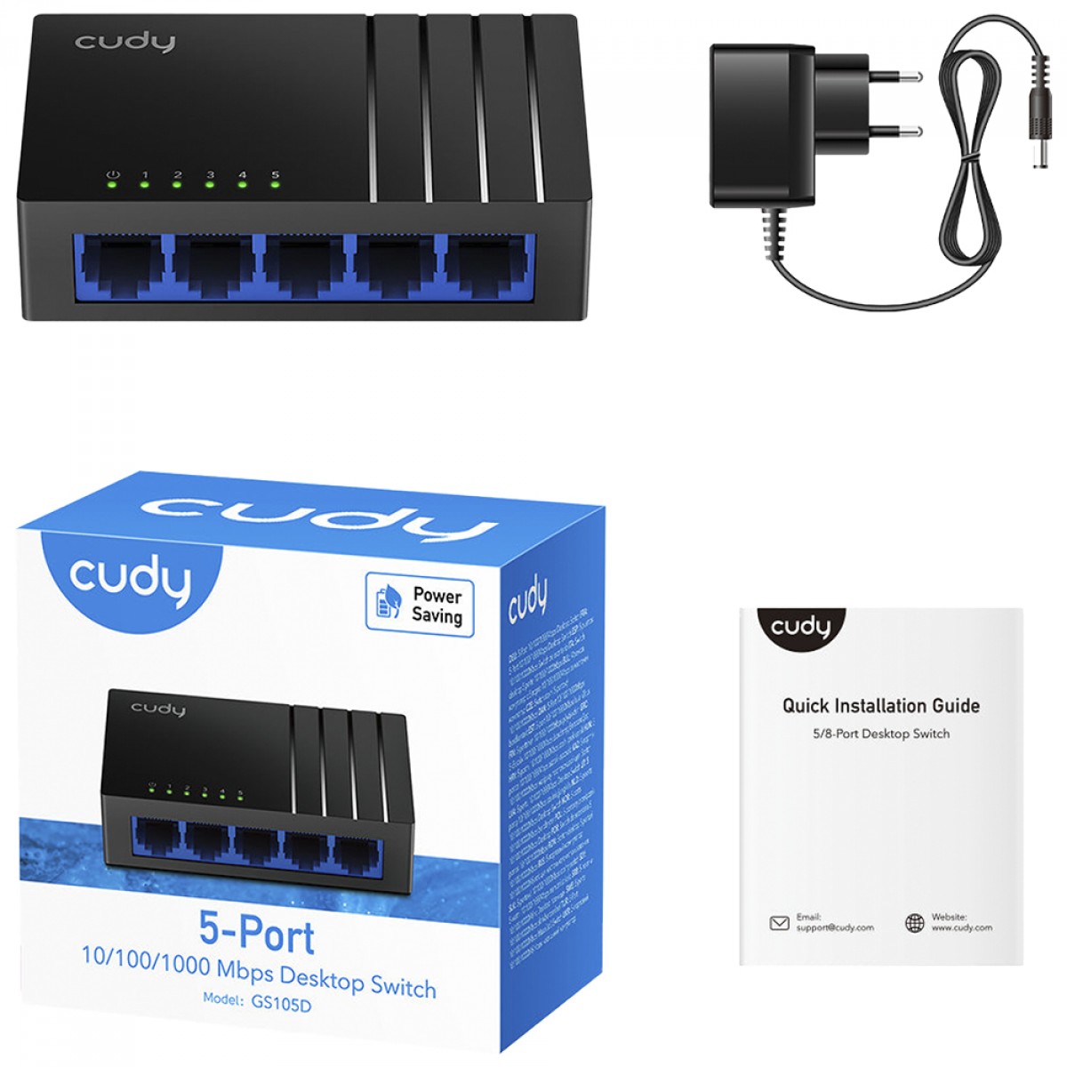 Switch Cudy GS105D 4.0, 5 Portas 10/100/1000Mbps, Preto