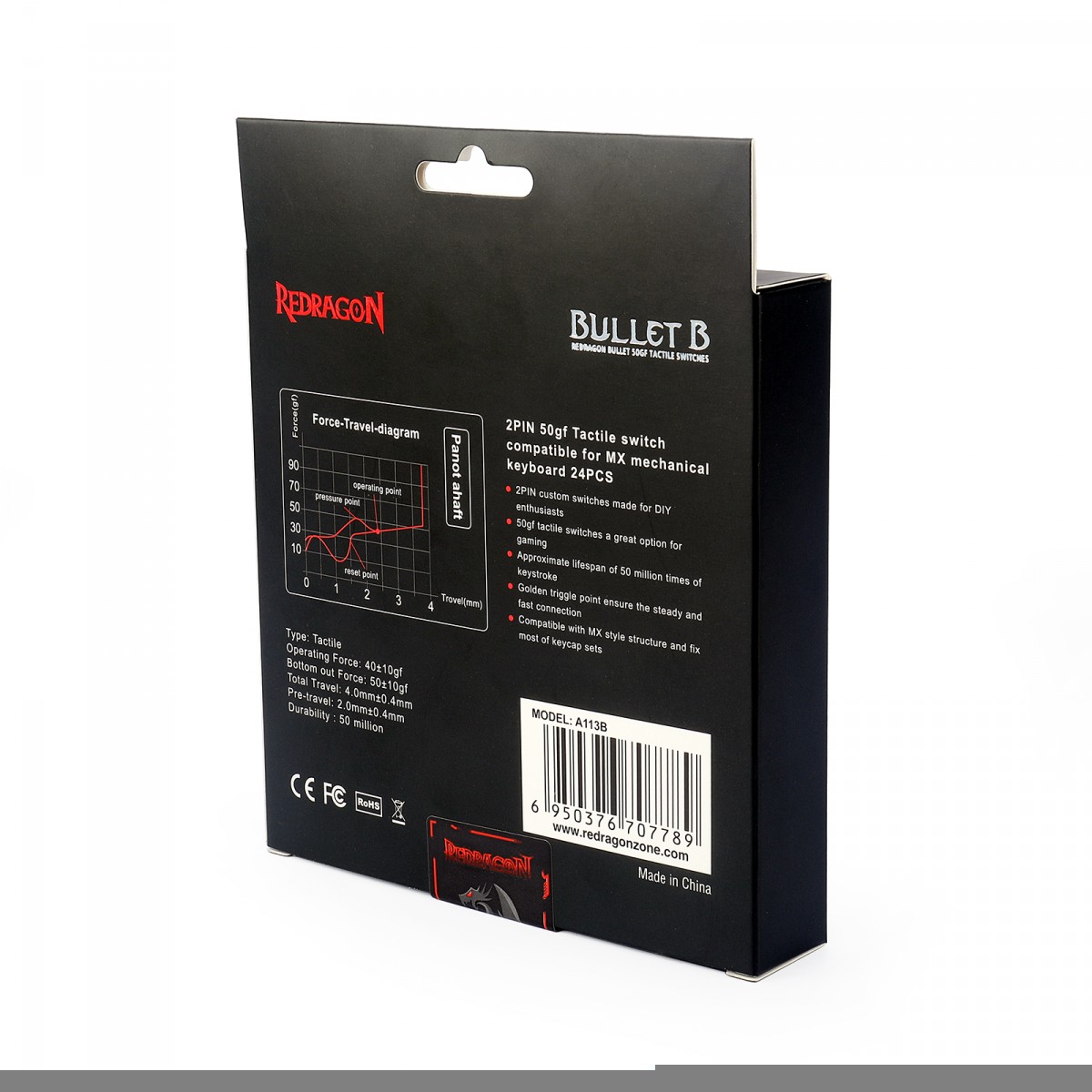 Switch Para Teclado Mecânico Redragon, Tactile, Kit Com 24 Unidades, Bullet B, A113B