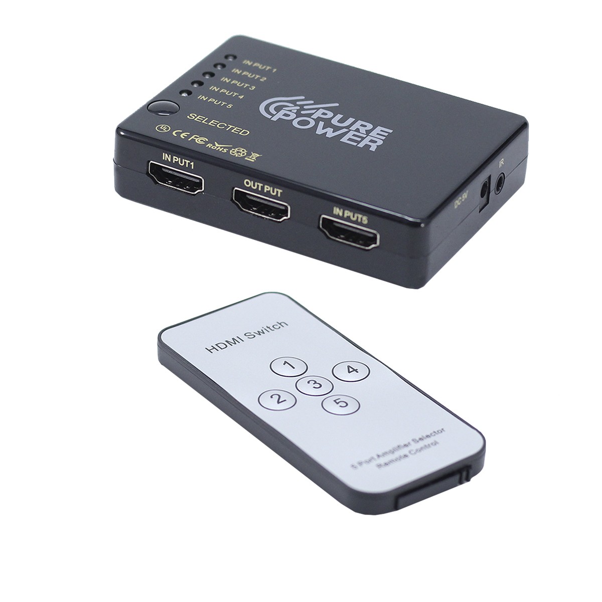 Switcher HDMI, 5 Em 1, 4K, Pure Power, PP-SWT-002 