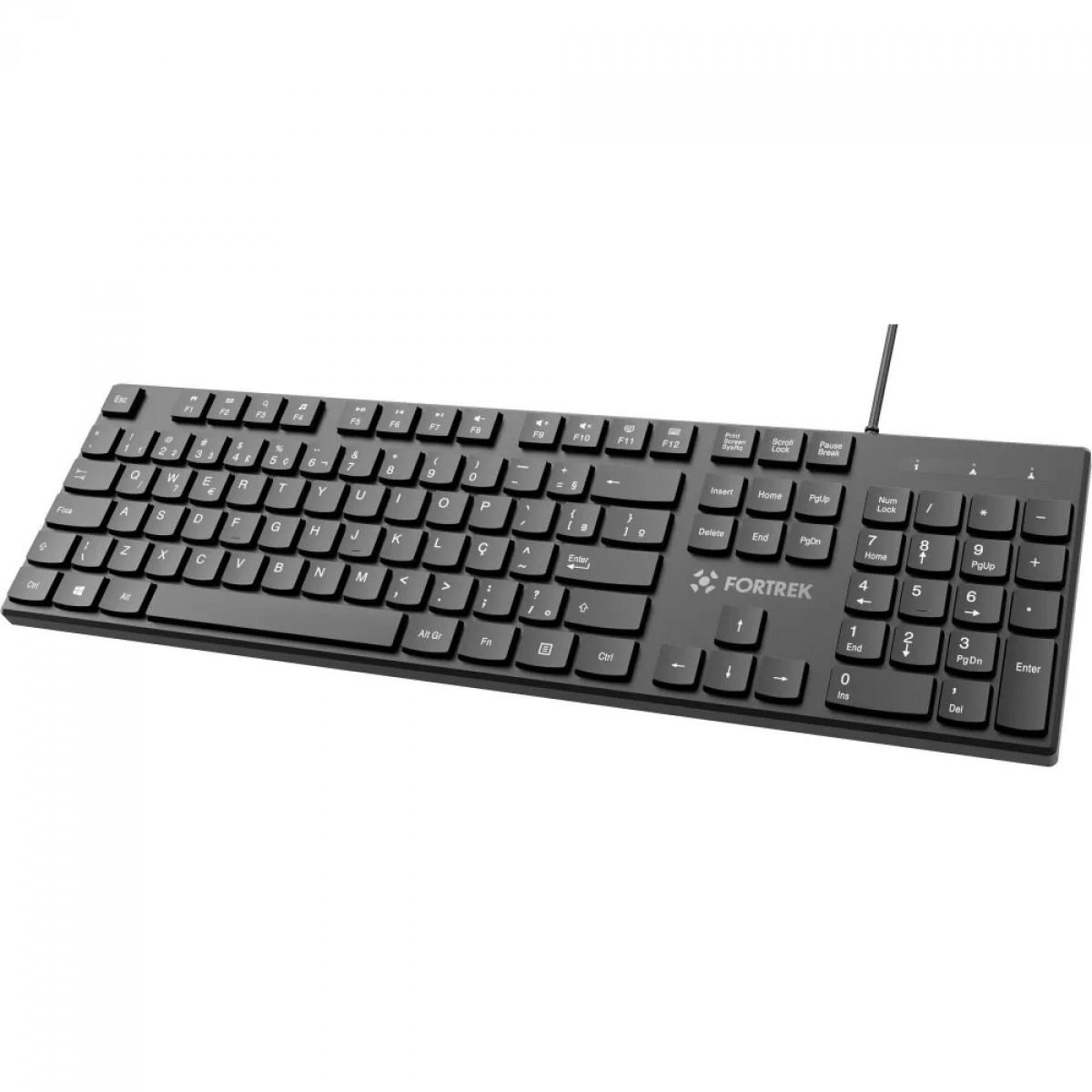 Teclado Fortrek K15 Slim, USB, ABNT2, Preto