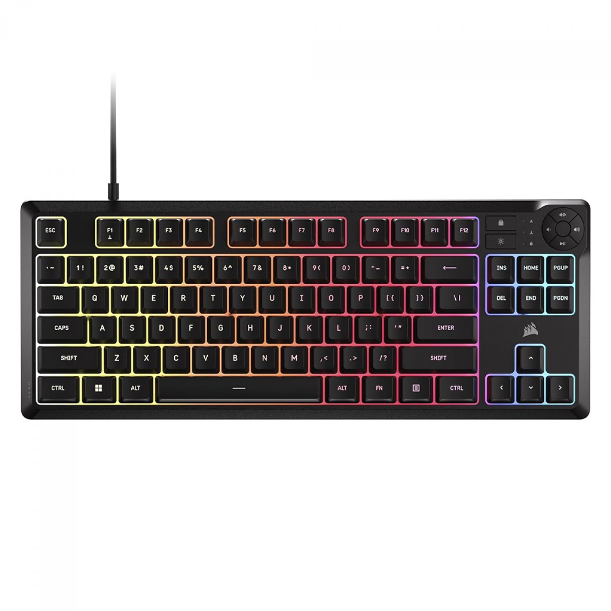 Teclado Gamer Corsair K55 Core TKL, Membrana, RGB, ANSI, USB, Preto, CH-9216065-NA