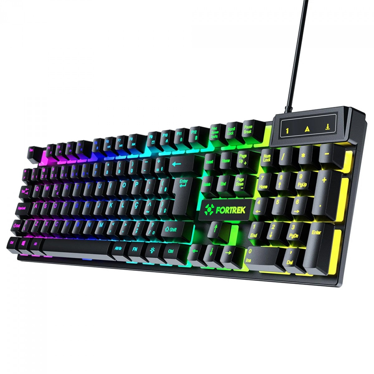 Teclado Gamer Fortrek Fearless 100, Rainbow, Membrana, Full Size, ABNT2, Preto
