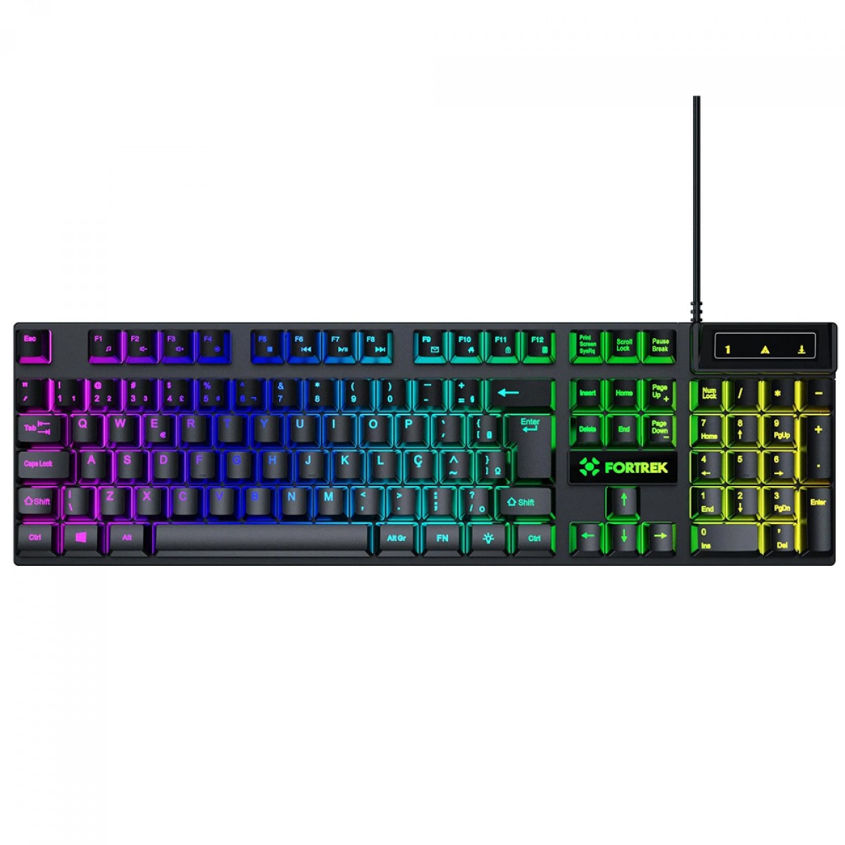 Teclado Gamer Fortrek Fearless 100, Rainbow, Membrana, Full Size, ABNT2, Preto