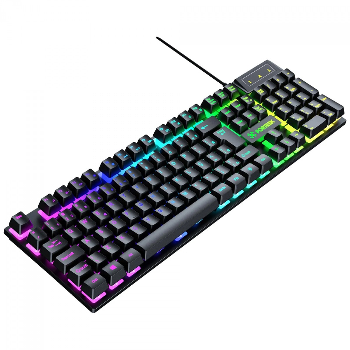 Teclado Gamer Fortrek Fearless 100, Rainbow, Membrana, Full Size, ABNT2, Preto