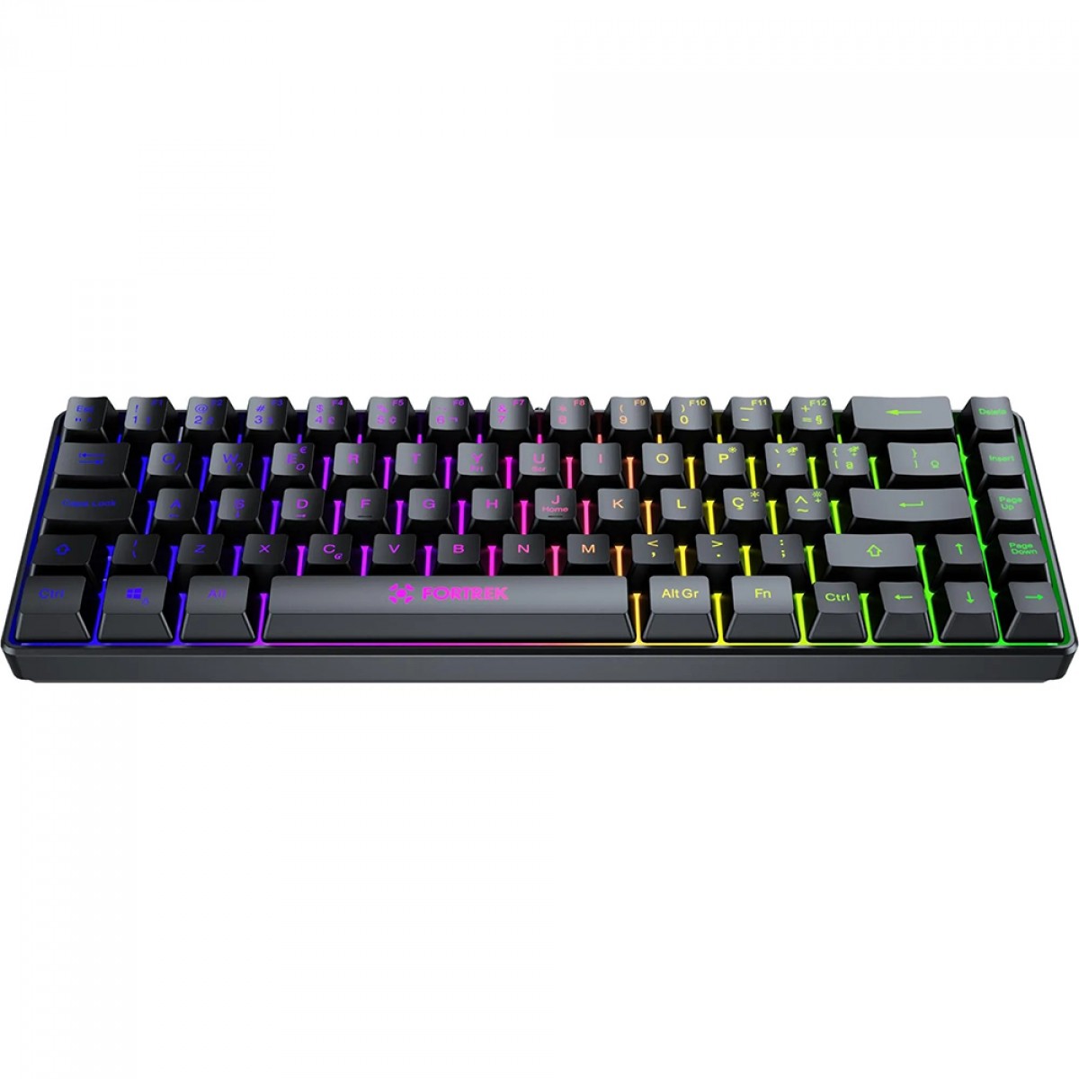 Teclado Gamer Fortrek Fearless 65, Rainbow, Membrana, ABNT2, Preto
