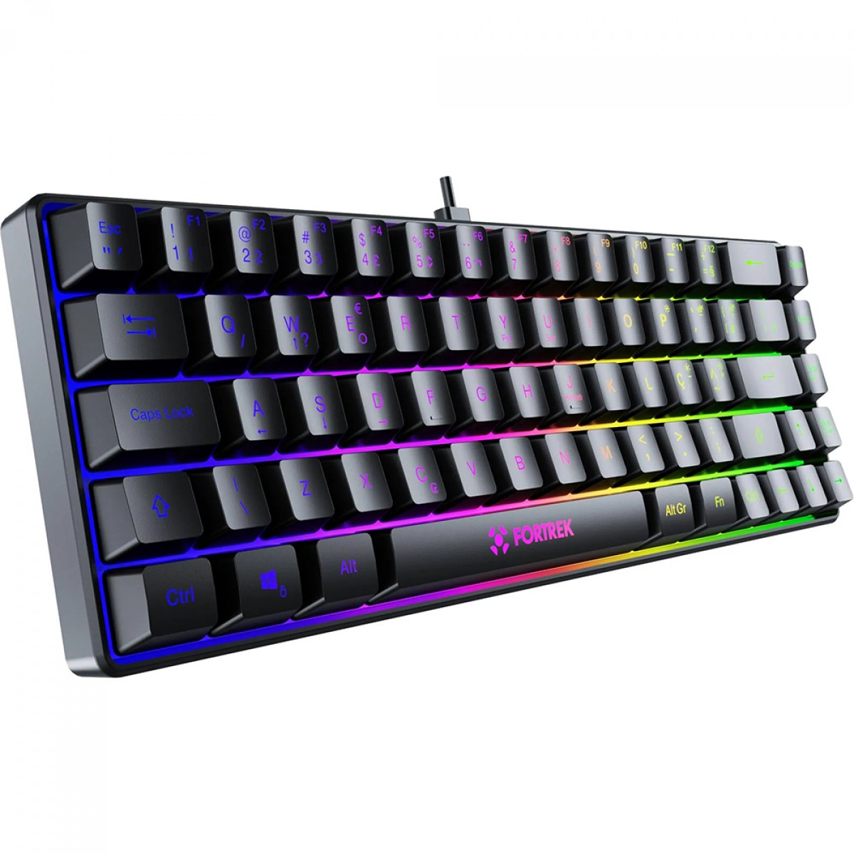 Teclado Gamer Fortrek Fearless 65, Rainbow, Membrana, ABNT2, Preto