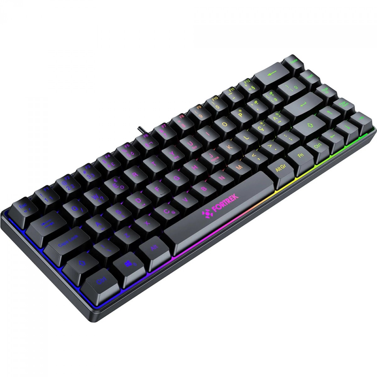 Teclado Gamer Fortrek Fearless 65, Rainbow, Membrana, ABNT2, Preto