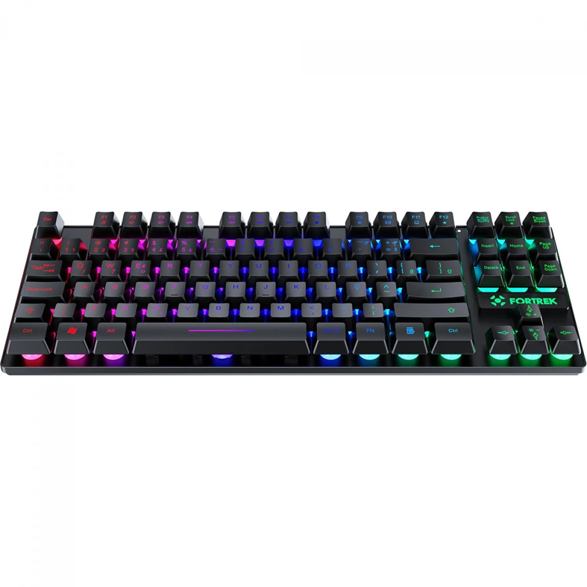 Teclado Gamer Fortrek Fearless 80, TKL, Rainbow, Membrana, ABNT2, Preto