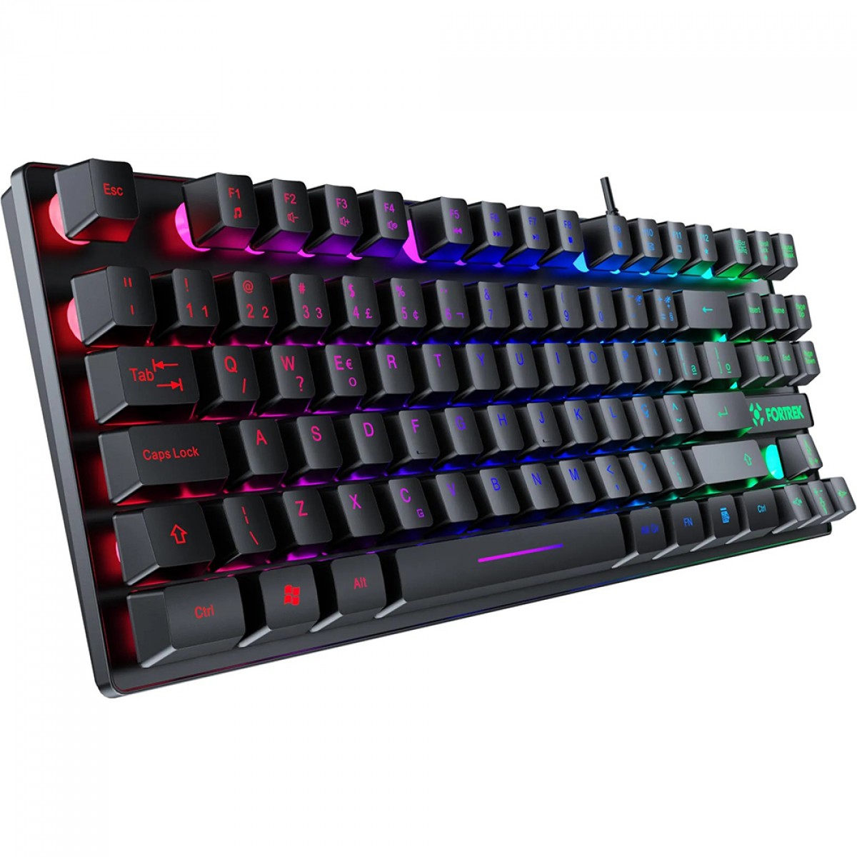 Teclado Gamer Fortrek Fearless 80, TKL, Rainbow, Membrana, ABNT2, Preto