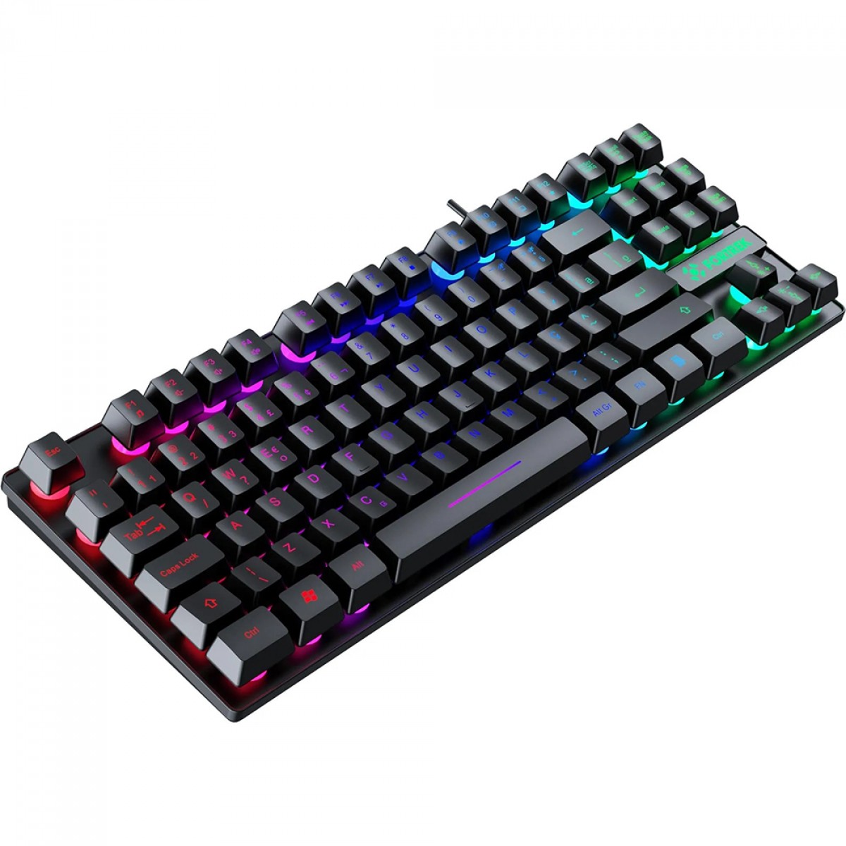 Teclado Gamer Fortrek Fearless 80, TKL, Rainbow, Membrana, ABNT2, Preto