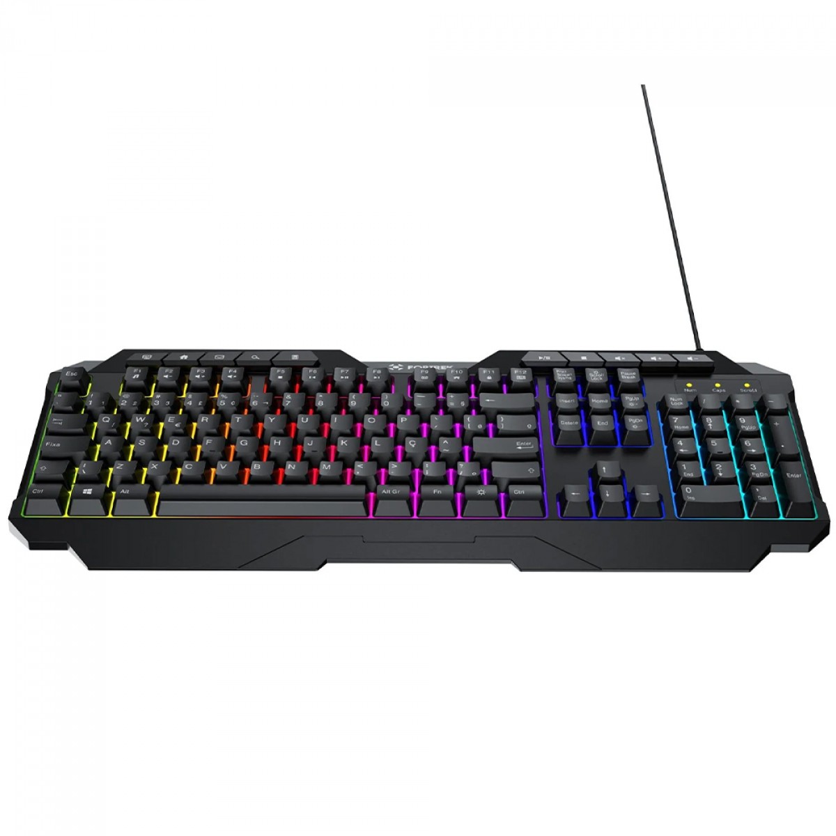Teclado Gamer Fortrek Shortcut, Rainbow, Membrana, Full Size, ABNT2, Preto