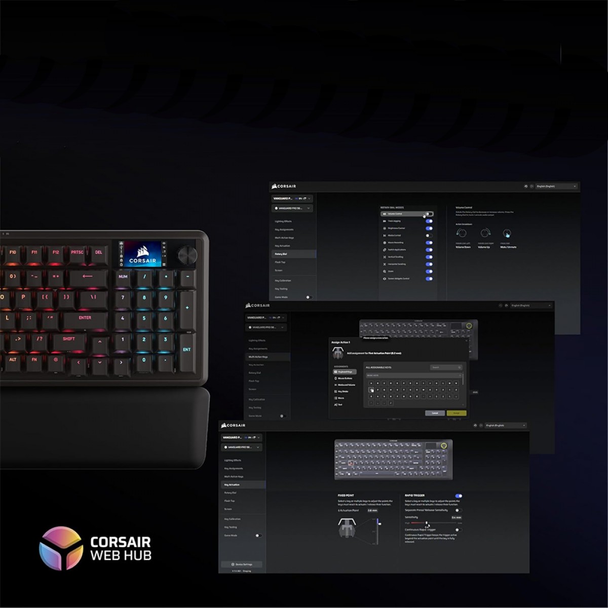 Teclado Gamer Magnético Corsair Vanguard Pro 96, RGB, Hall Efect, Switch MGX, ANSI, Preto, CH-91E911G-NA