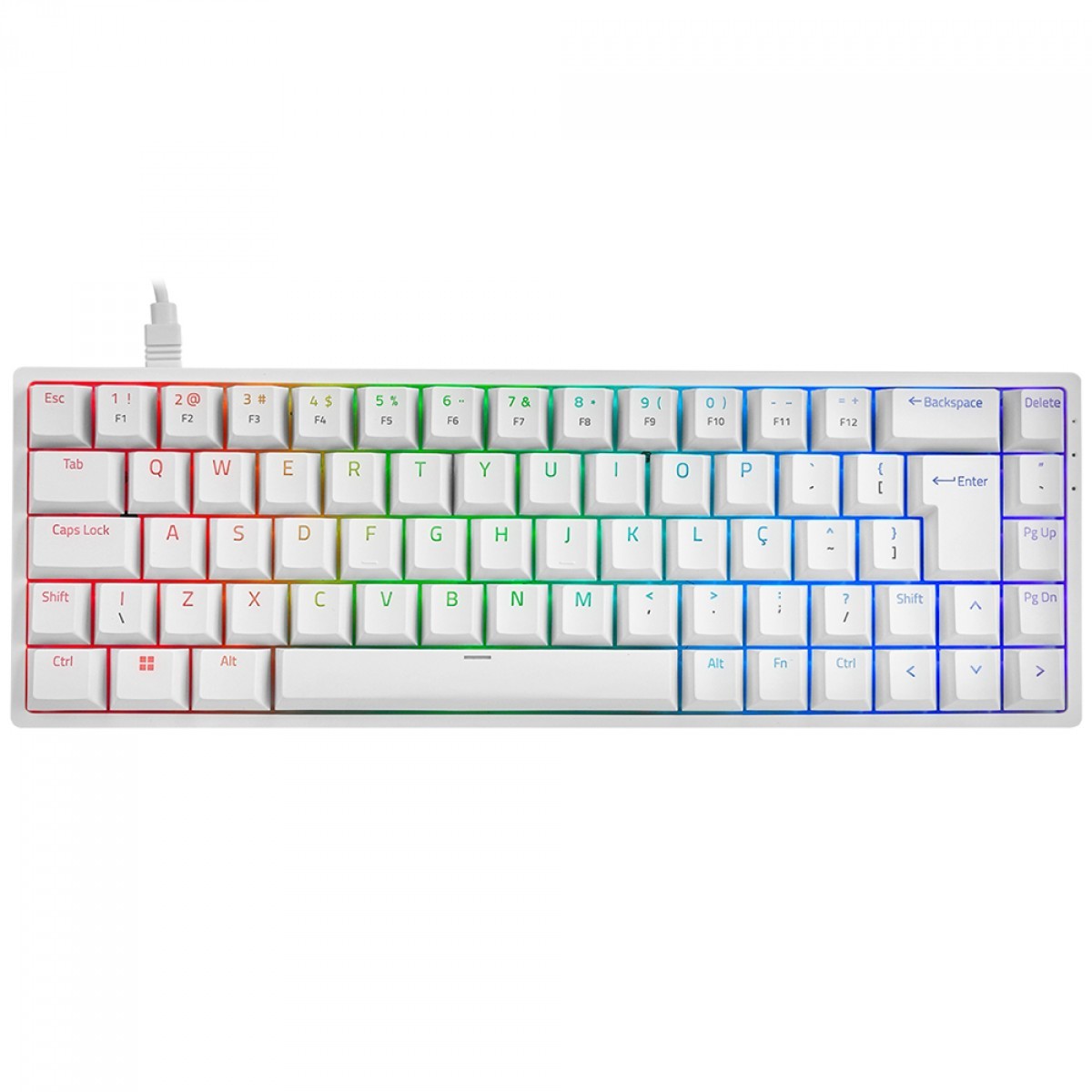 Teclado Gamer Mecânico Akko 3068S White, RGB, Switch Akko Orange, ABNT2