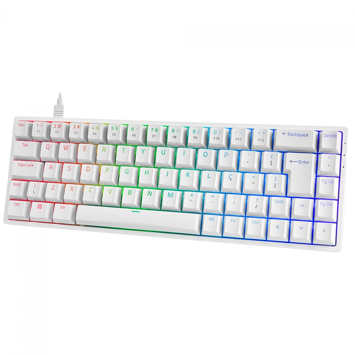 Teclado Gamer Mecânico Akko 3068S White, RGB, Switch Akko Orange, ABNT2