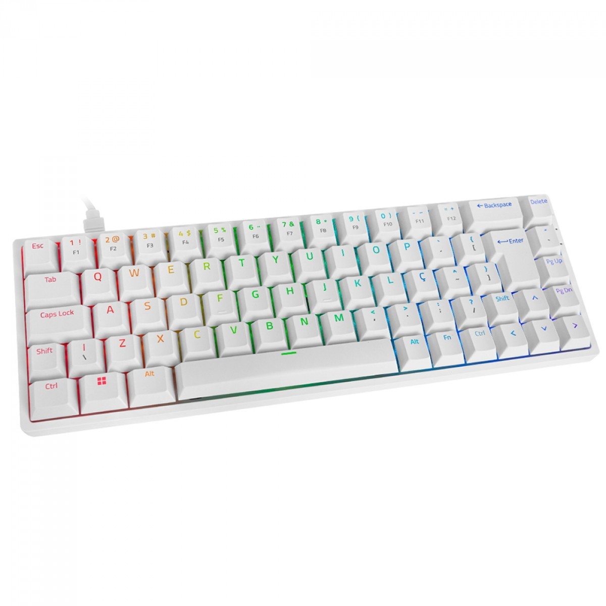 Teclado Gamer Mecânico Akko 3068S White, RGB, Switch Akko Orange, ABNT2