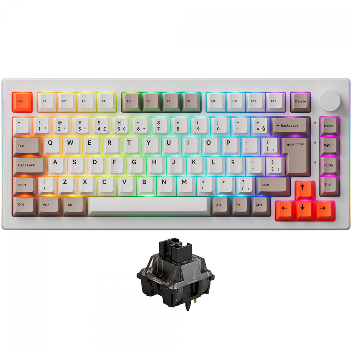 Teclado Gamer Mecânico Akko 5075S Steam Engine, RGB, ABNT2, White, Switch Akko V3 Cream Black Pro