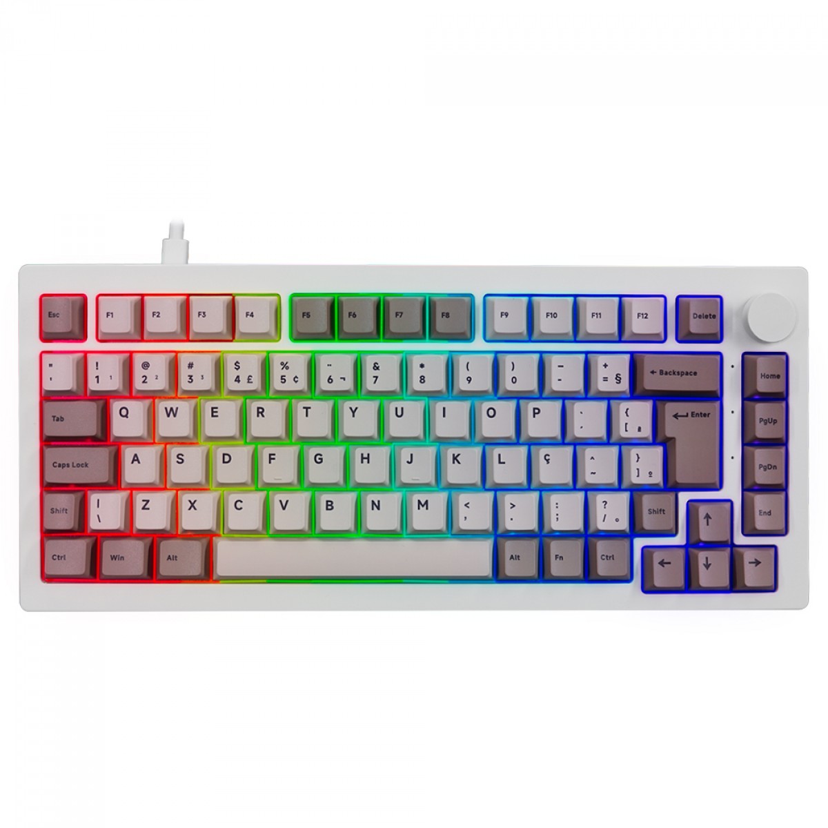 Teclado Gamer Mecânico Akko 5075S Steam Engine, RGB, ABNT2, White, Switch Akko V3 Cream Black Pro