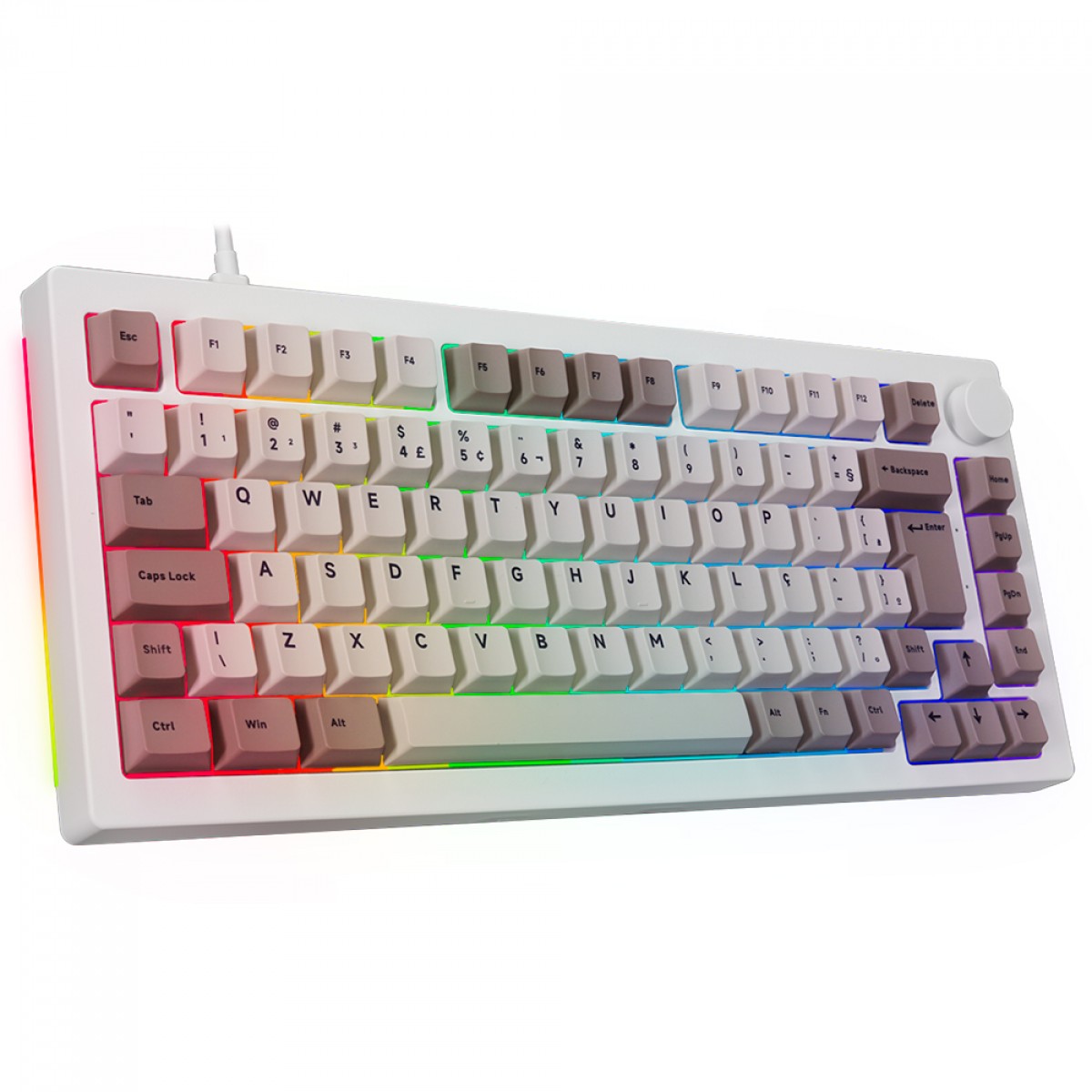 Teclado Gamer Mecânico Akko 5075S Steam Engine, RGB, ABNT2, White, Switch Akko V3 Cream Black Pro