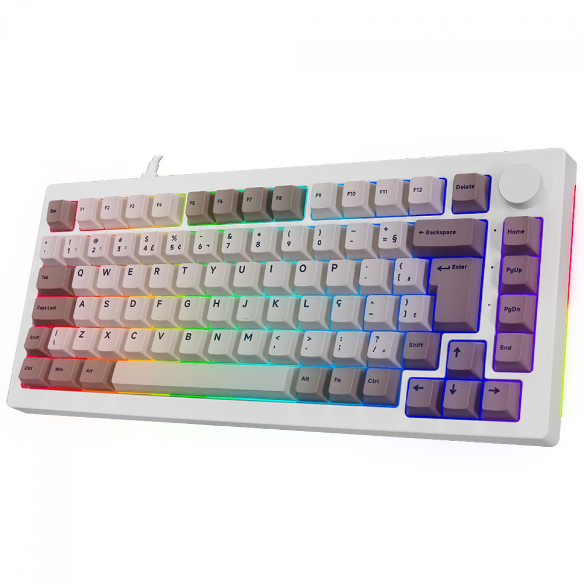 Teclado Gamer Mecânico Akko 5075S Steam Engine, RGB, ABNT2, White, Switch Akko V3 Cream Black Pro