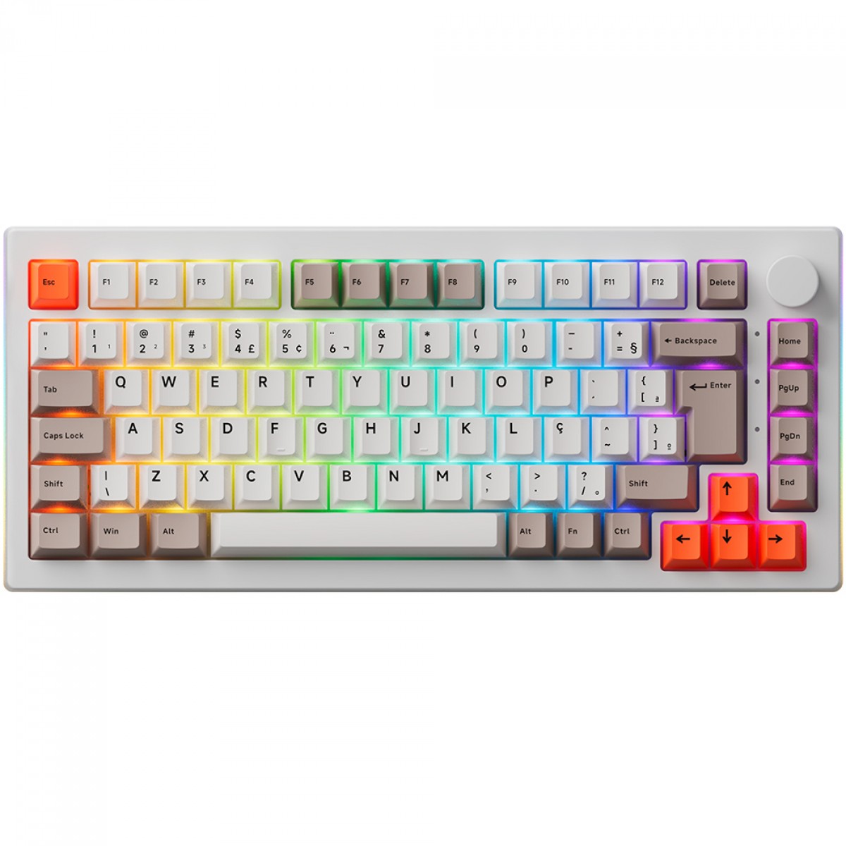 Teclado Gamer Mecânico Akko 5075S Steam Engine, RGB, ABNT2, White, Switch Akko V3 Cream Black Pro
