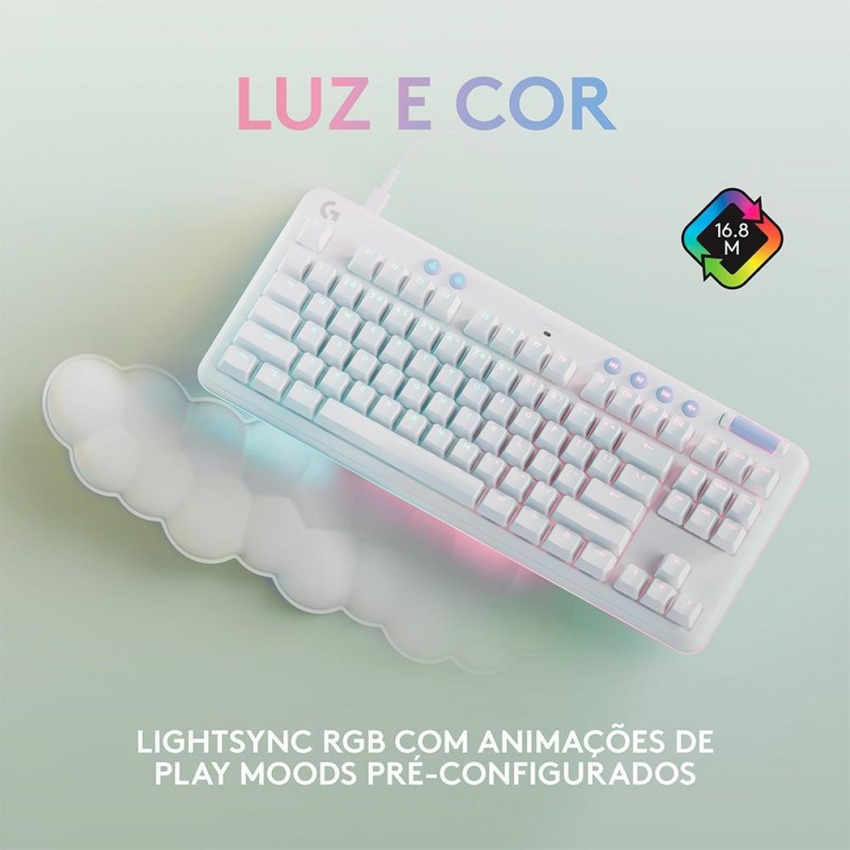 Teclado Gamer Mecânico Logitech G713, RGB, ABNT2, Switch GX Linear Red, Branco, 920-010705