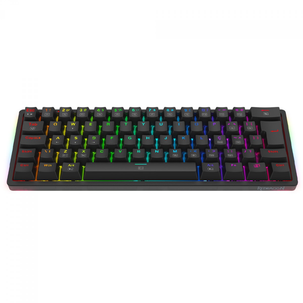 Teclado Gamer Mecânico Redragon Akali, RGB, USB, Switch Brown, ABNT2, 60%, Preto, K642-RGB (PT-BROWN)