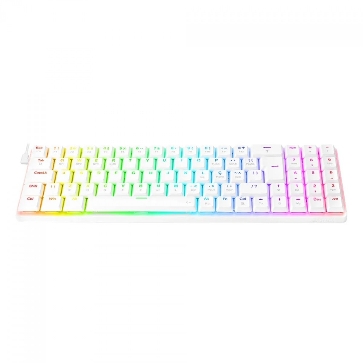 Teclado Gamer Mecânico Redragon Ashe, RGB, Switch Brown, ABNT2, White, K626-KB-W PT-BROWN