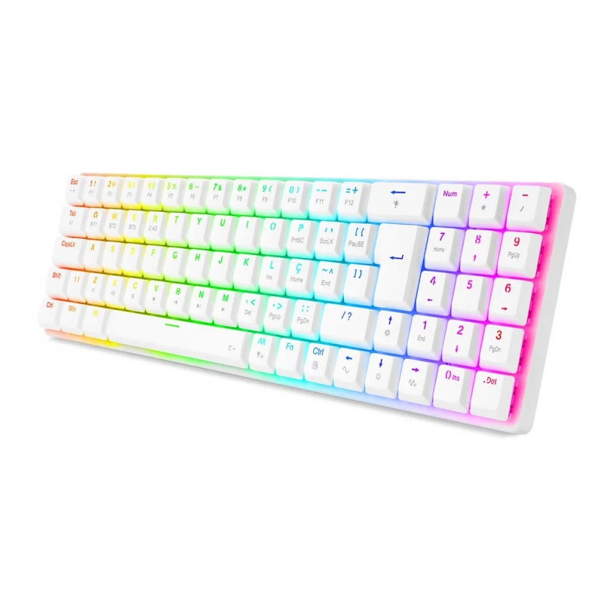 Teclado Gamer Mecânico Redragon Ashe, RGB, Switch Brown, ABNT2, White, K626-KB-W PT-BROWN