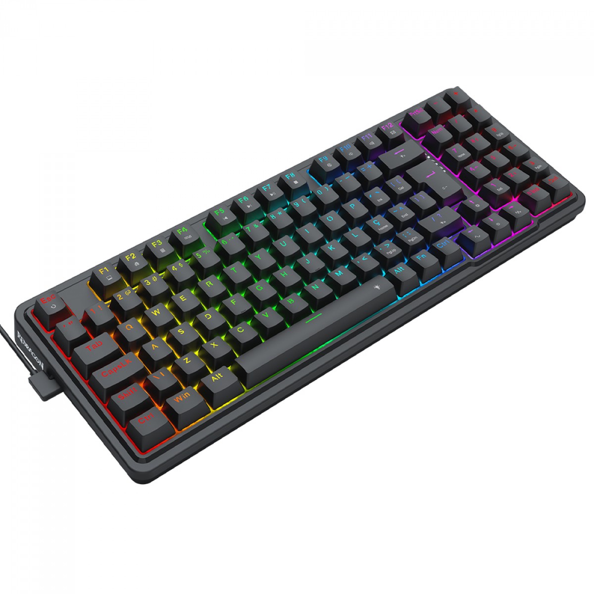 Teclado Gamer Mecânico Redragon Gloria, RGB, USB, Switch Brown, ABNT2, 98%, Preto, K664-RGB (PT-BROWN)
