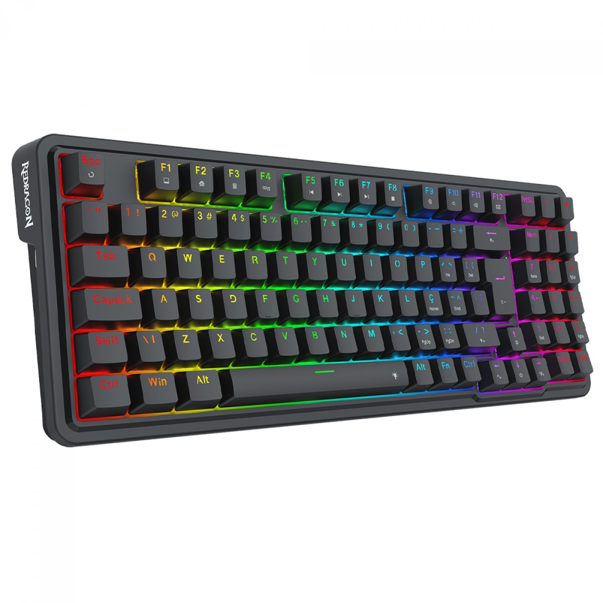 Teclado Gamer Mecânico Redragon Gloria, RGB, USB, Switch Brown, ABNT2, 98%, Preto, K664-RGB (PT-BROWN)
