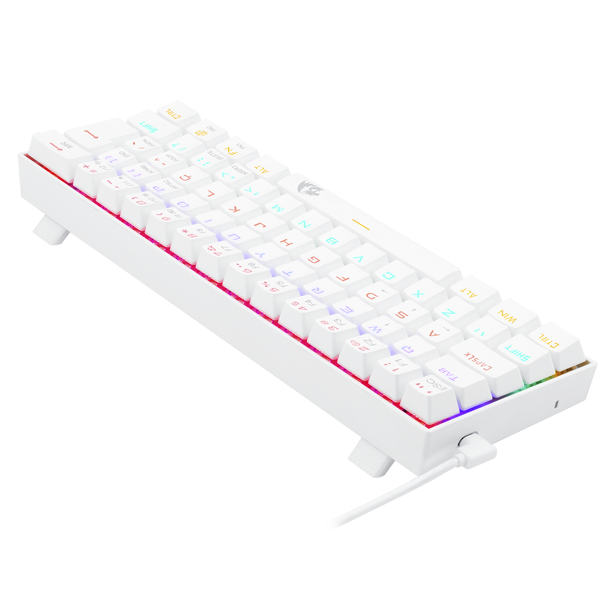 Teclado Gamer Mecânico Redragon Lakshmi Lunar White, Rainbow, Switch Brown, ABNT2, K606W-R